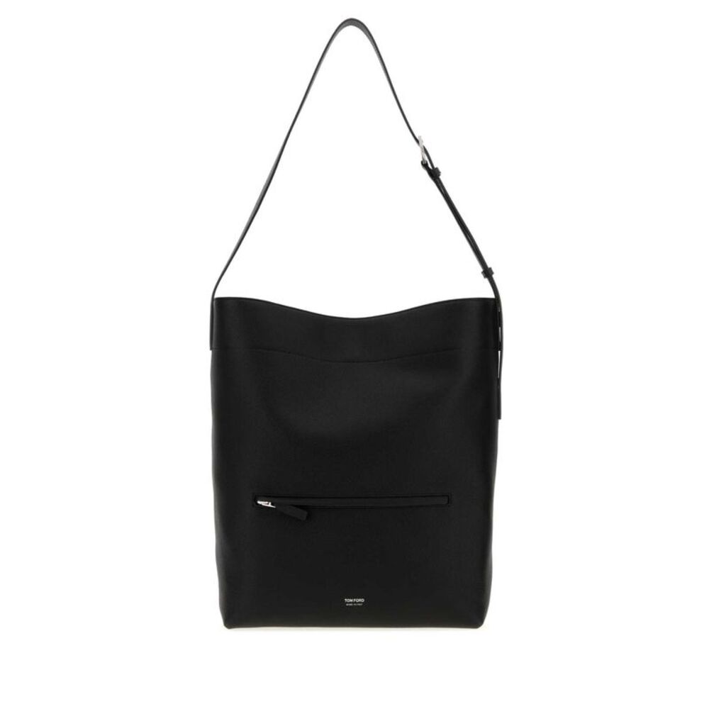 Tom Ford Men Black Leather Shopping Bag